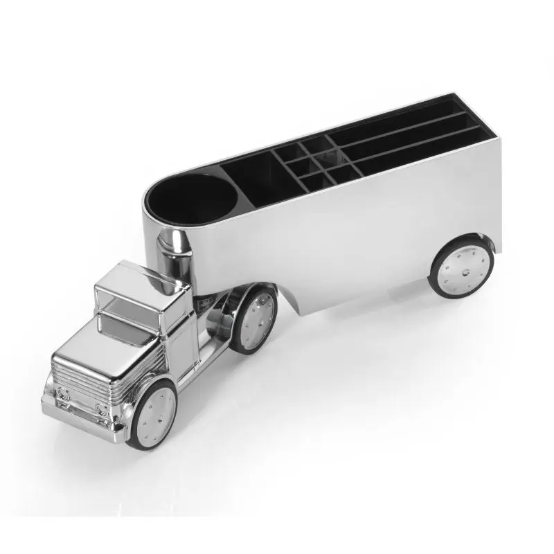 Troika OFFICE TRUCKER Silberner Stifteköcher - Moderner Schreibtisch-Organizer