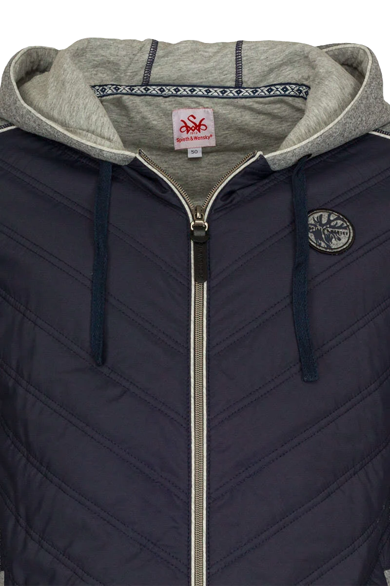 Alpine Herren Steppjacke mit Strickärmeln und Kapuze