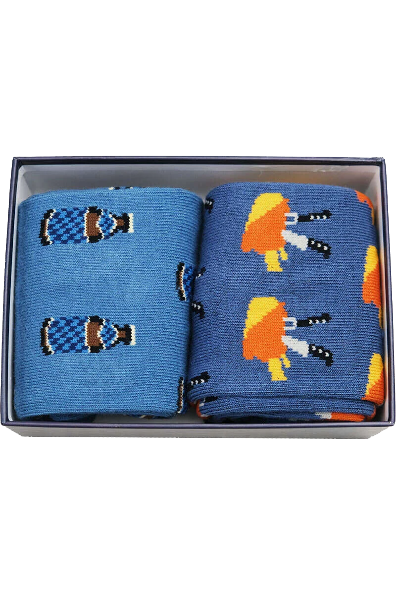 2 Paar Herrensocken mit bayerischen Schmankerln