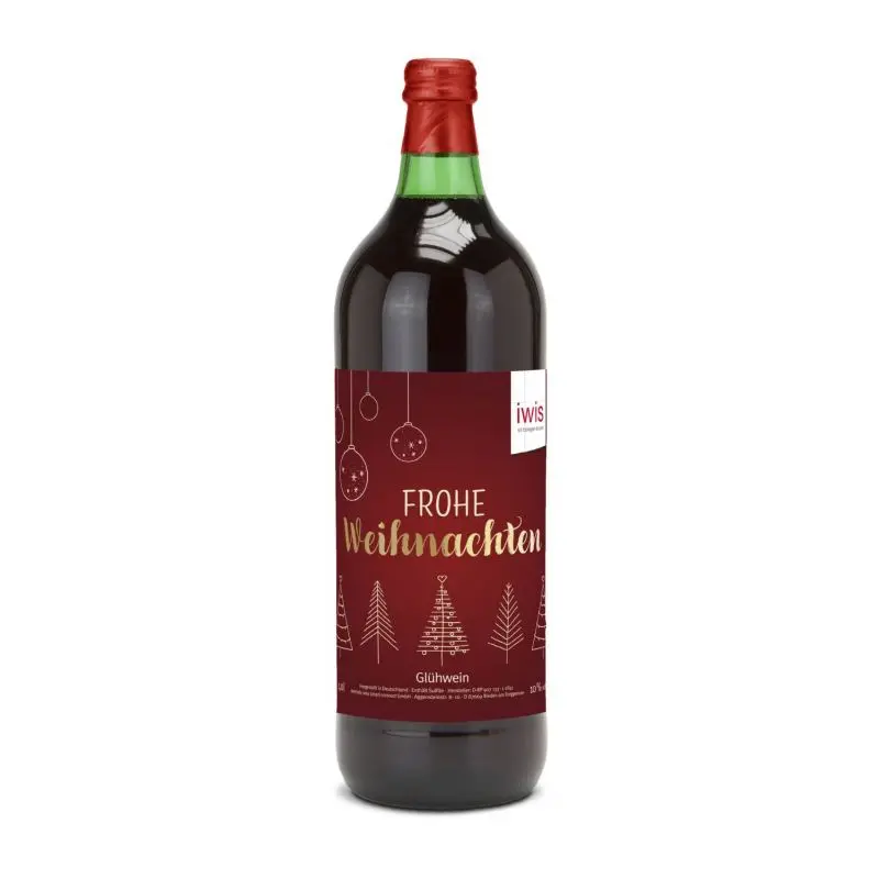 Personalisierter Glühwein in grüner Flasche – 1 Liter, eigenes Etikett