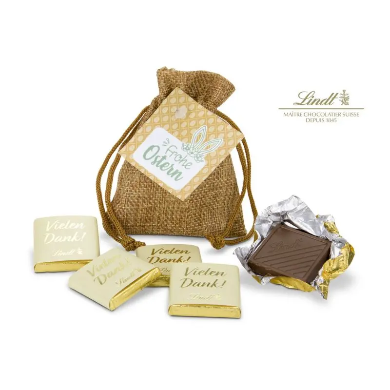 Oster-Dankeschön: Geschenkset im Säckchen mit festlichen Grüßen