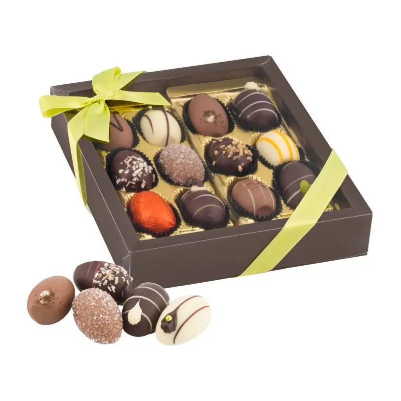 Exquisite Auswahl von 12 handgefertigten Schokoladen-Ostereiern - Ideales Geschenk für Ostern