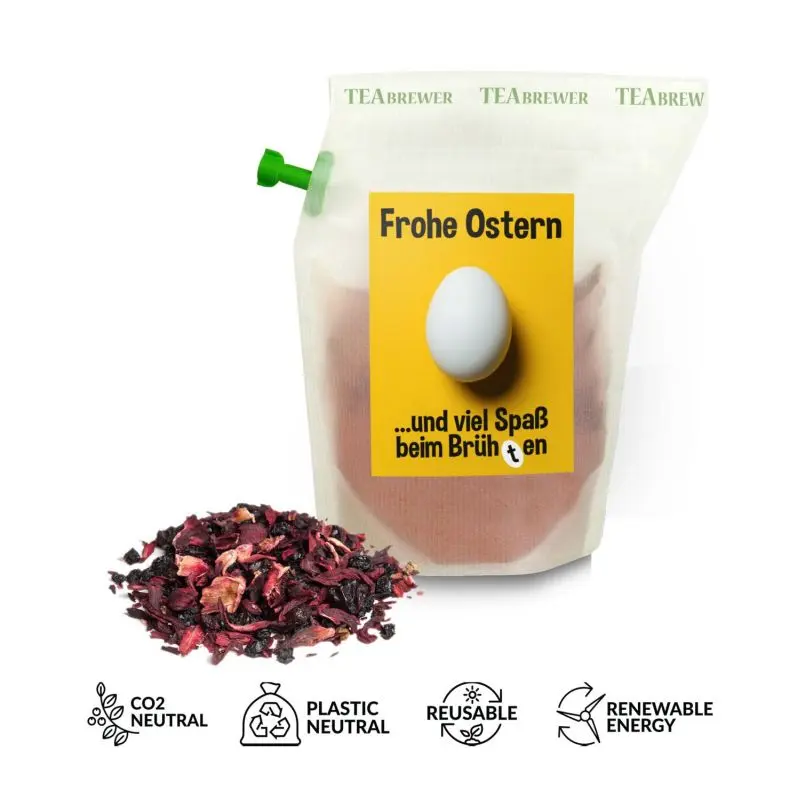 Oster-Genuss: Tasty Berry Tee mit festlichem Brüh(t)en-Motiv