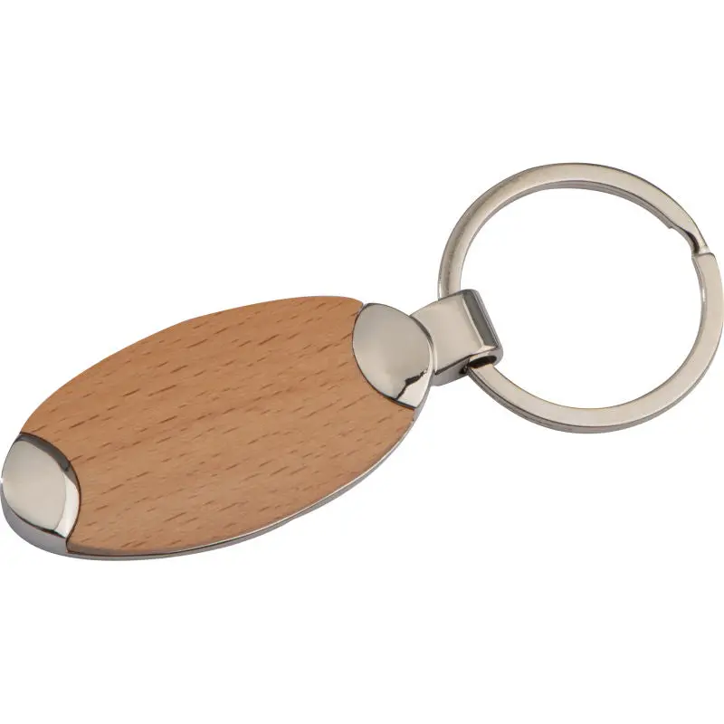 Brauner Schlüsselanhänger aus Metall und Holz - Baltrum Design