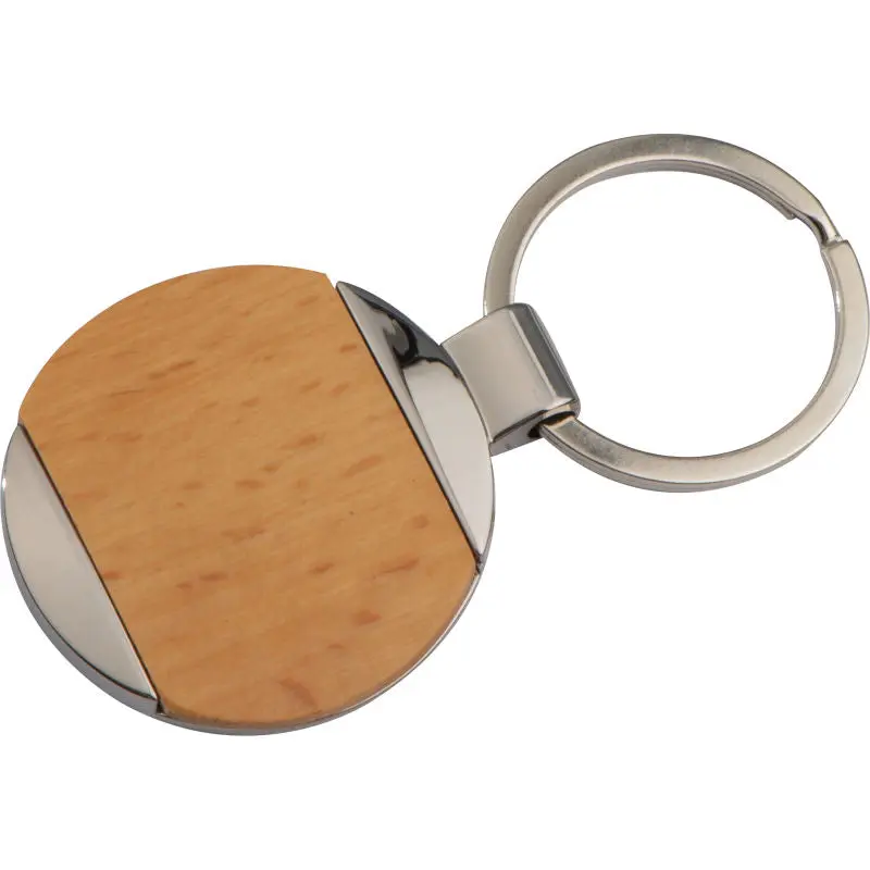 Brauner Schlüsselanhänger Langhaus - Robust aus Metall und Holz