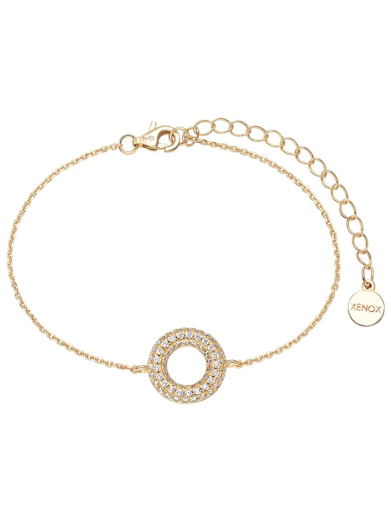 XENOX XS2282G Damen Armband Sterling-Silber 925 Gold weiß Zirkonia 20 cm