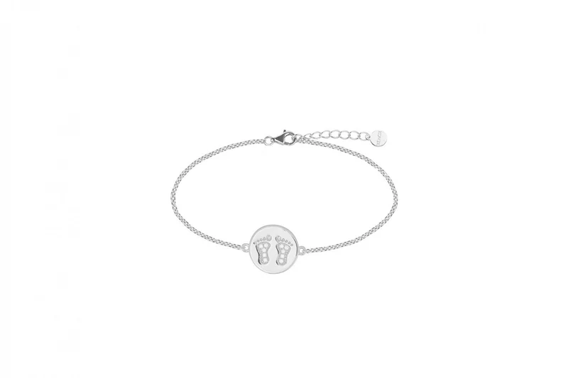 Damen-Armband Babyfüße 925 Sterling Silber rhodiniert Zirkonia 18,5cm XS3490