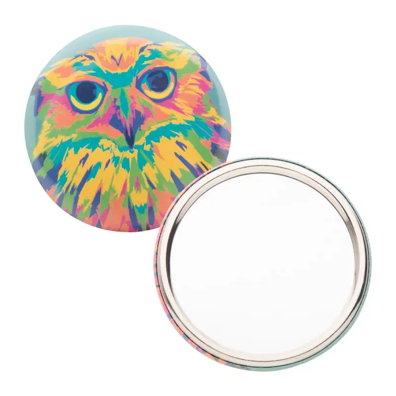 BeautyBadge Button-Taschenspiegel in Silber - Elegant & Handlich, 100 Zeichen