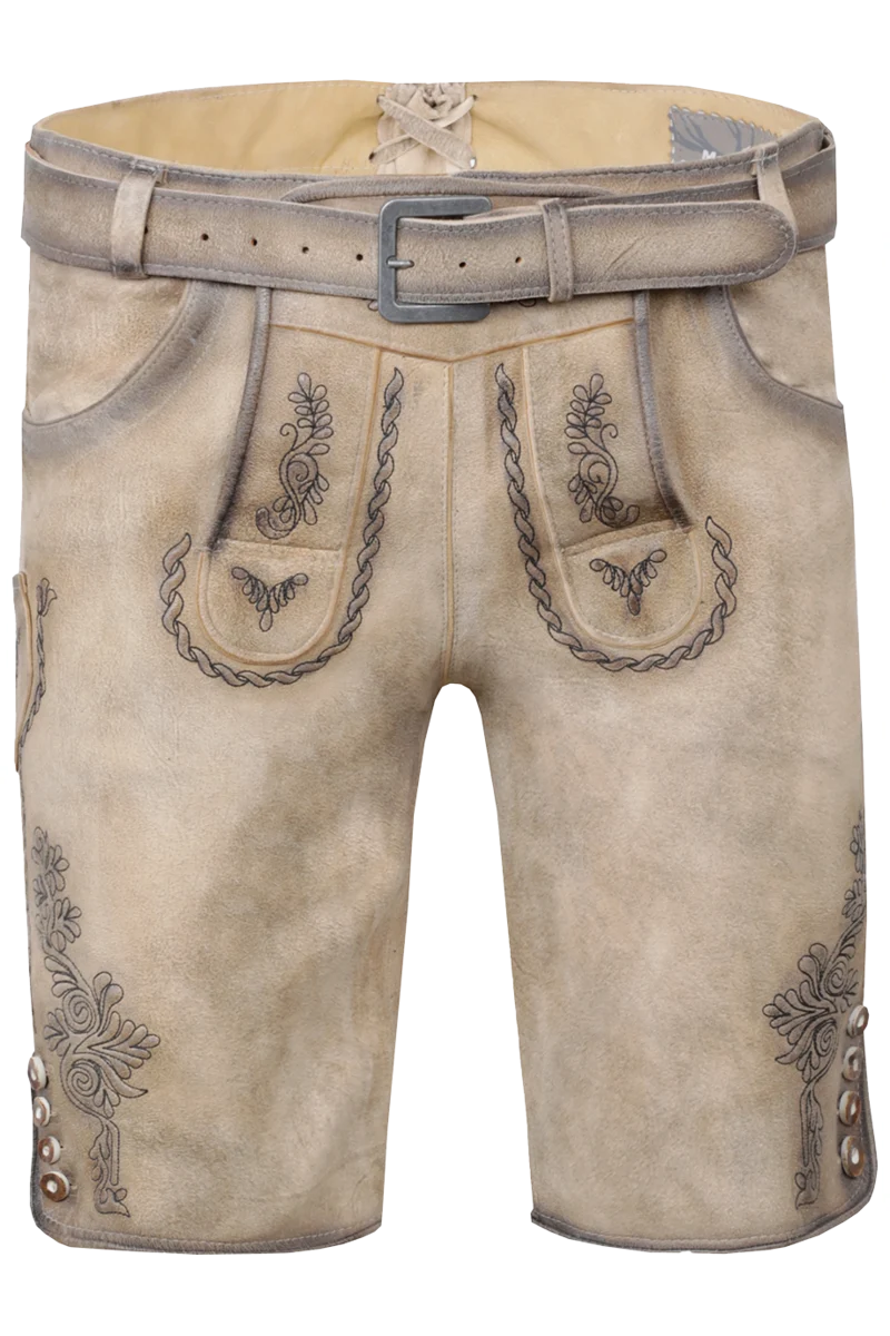 Herren Lederhose kurz bestickt