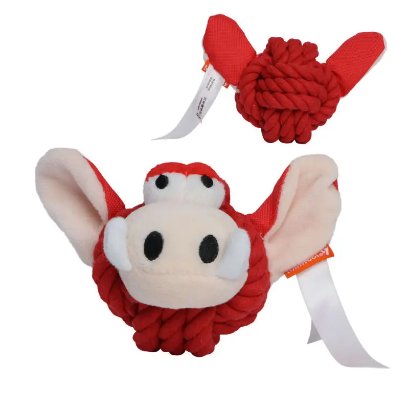 MiniFeet Hunde-Knoten-Spielzeug Wildschwein - Rot, Plüsch-Spielzeug, Interaktives Haustier-Zubehör