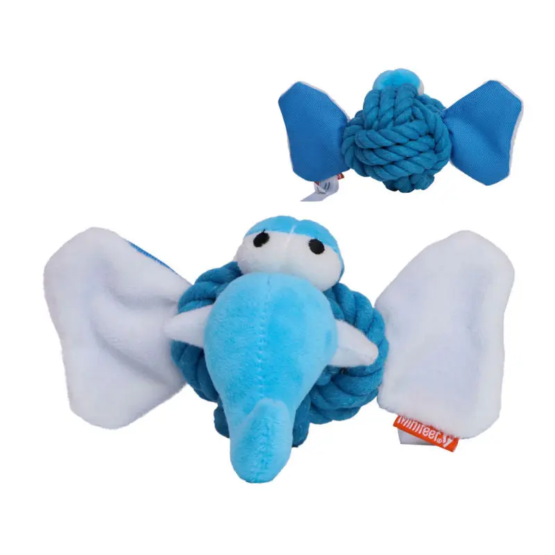 MiniFeet Knoten-Elefant Hundespielzeug, Blau, Strapazierfähig & Spaßbringend