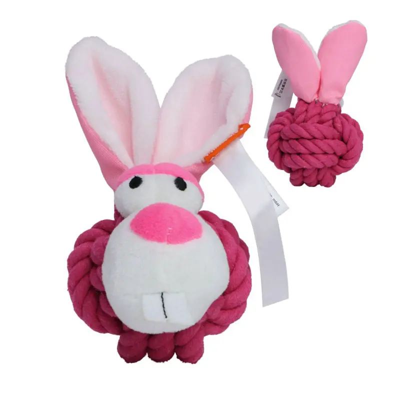 MiniFeet Knotentier Hase Hundespielzeug in Pink – Robust & Unterhaltsam