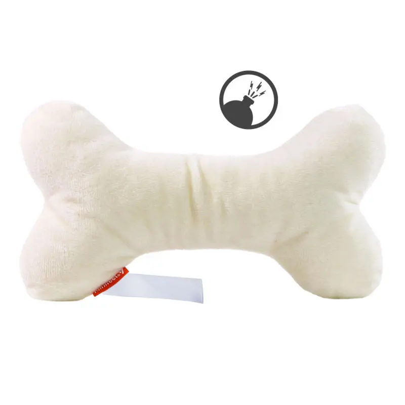 MiniFeet Kuscheliger Hundespielzeug-Knochen in Creme-Farbe