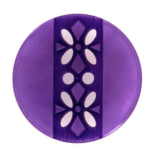 Knopf Blumenmuster Lila – Kunststoffknopf KLI-156