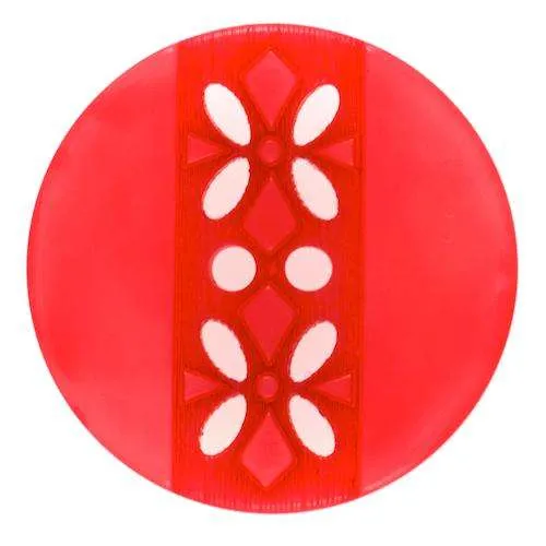 Knopf Blumenmuster Rot – Kunststoffknopf KRO-156