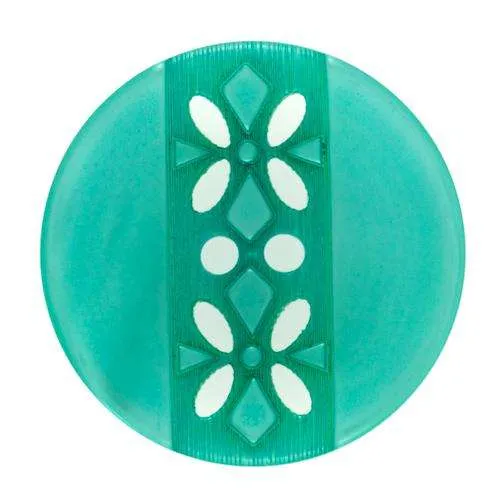 Kinderknopf Blumenmuster Türkis – Kunststoffknopf KT-156