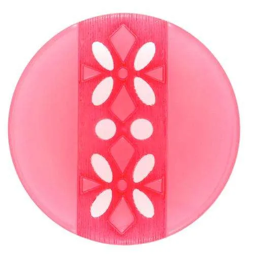Knopf Blumenmuster Rosa – Kunststoffknopf KROS-156