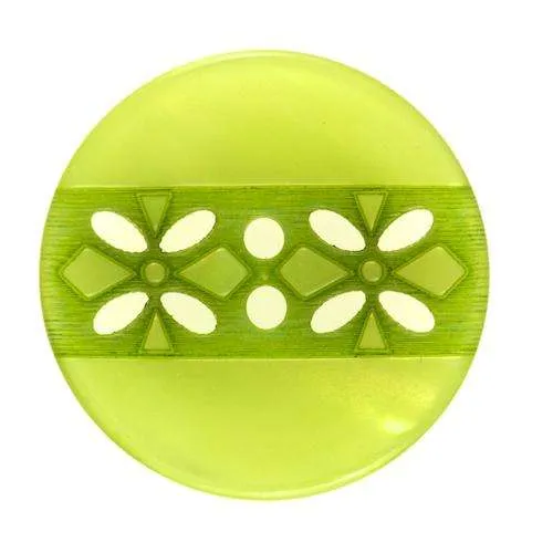 Knopf Blumenmuster Grün – Kunststoffknopf KGR-156