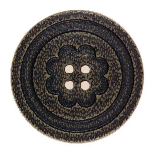 Knopf Blumenmuster Braun – Kunststoffknopf KBR-101