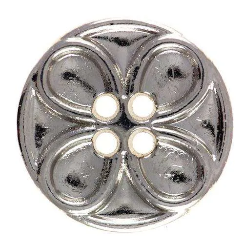 Trachtenknopf Blütenmotiv Silber – 4-Loch Knopf – TK-143S