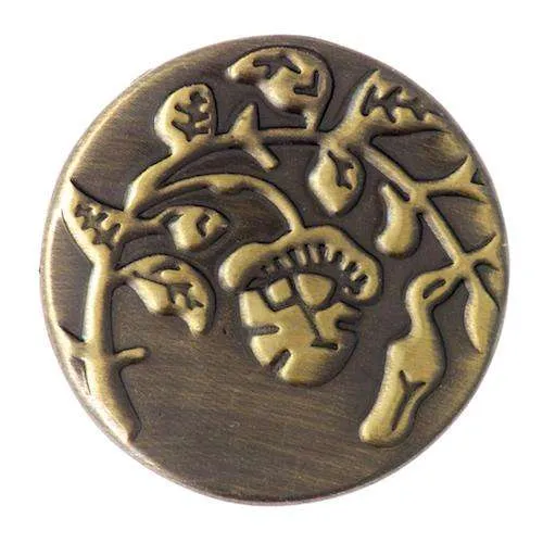 Jeansknopf Blumenmuster Altgoldfarben – Metallknopf NJ-20