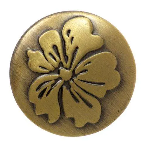 Jeansknopf Blütenmotiv Altgold – Metallknopf NJ-14
