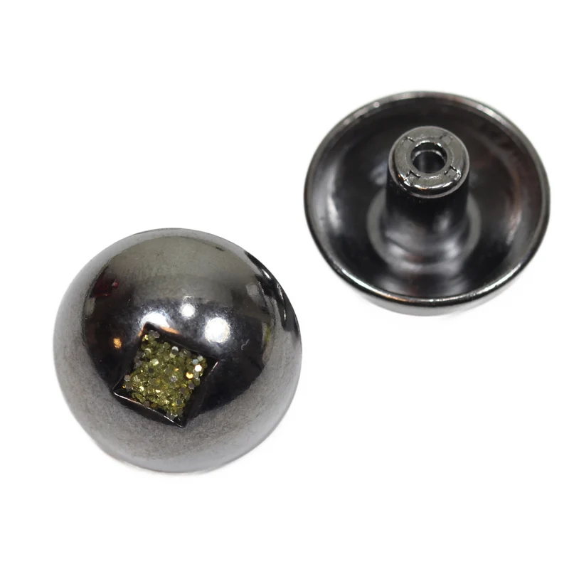 Jeansknopf Halbkugel Strass Altsilberfarben – Metallknopf NJ-69