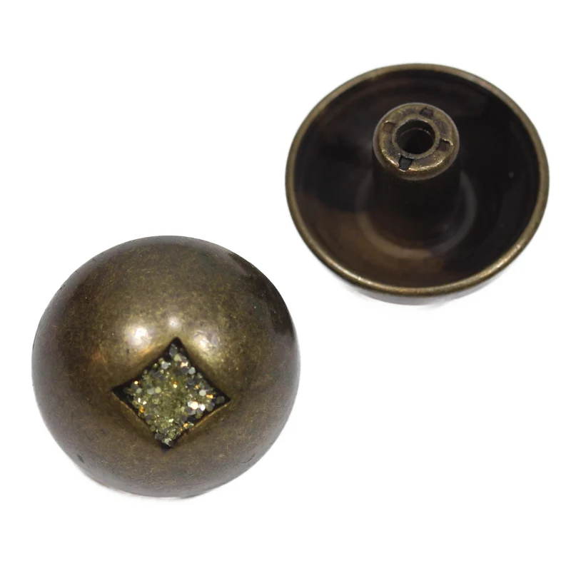 Jeansknopf Halbkugel Strass Messingfarben – Metallknopf NJ-69