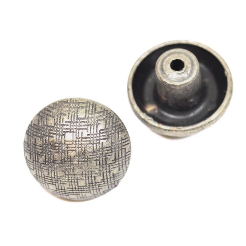 Jeansknopf Halbkugel Korbmuster Altsilber – Metallknopf NJ-70