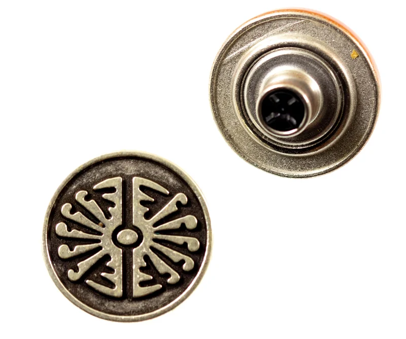 Jeansknopf Ethno Muster Altsilber – Metallknopf NJ-57