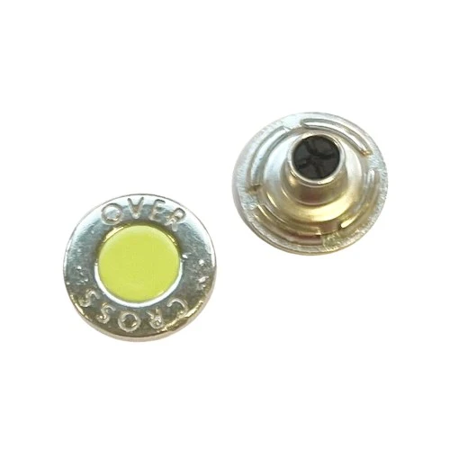 Jeansknopf Cross Over Silber-Gelb – Metallknopf NJ-79