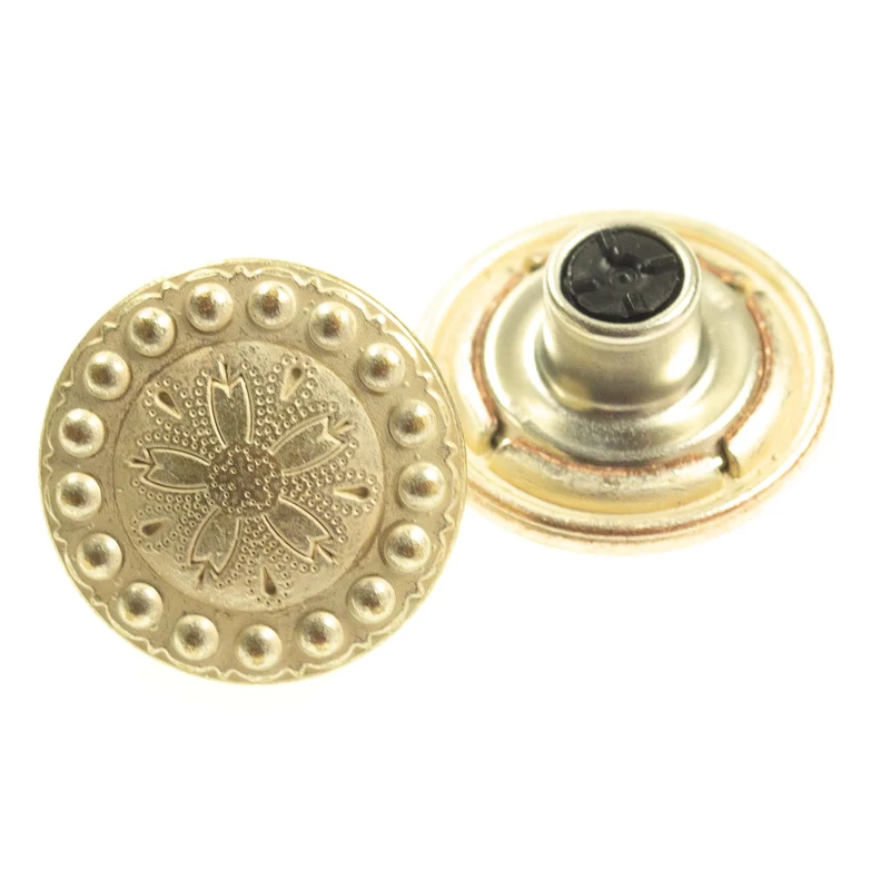 Jeansknopf Blume Silber – Metallknopf NJ-29