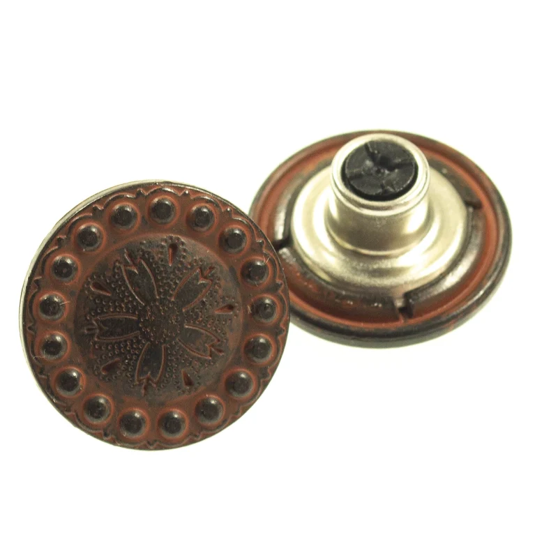 Jeansknopf Blume Kupfer/Silber – Metallknopf NJ-29