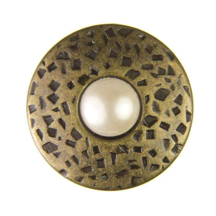 Trachten Metallknopf Messing mit Swarovski® Kristallen veredelt - ST-17-AG- Perle-Creme
