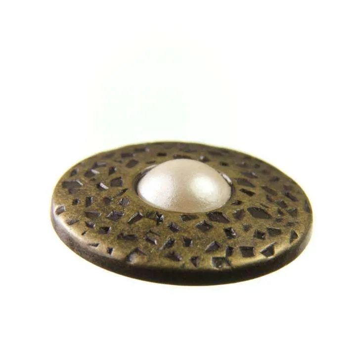 Trachten Metallknopf Messing mit Swarovski® Kristallen veredelt - ST-17-AG- Perle-Creme