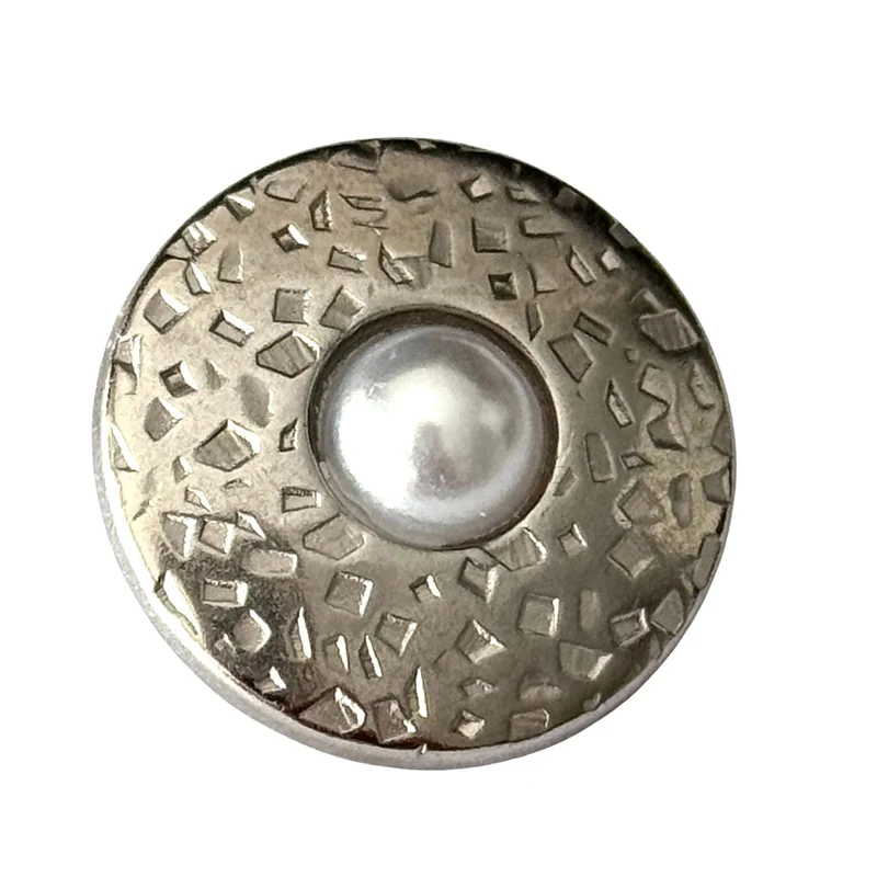 Trachten Metallknopf Silber mit Swarovski® Kristallen veredelt - ST-17-S Perle Weiß