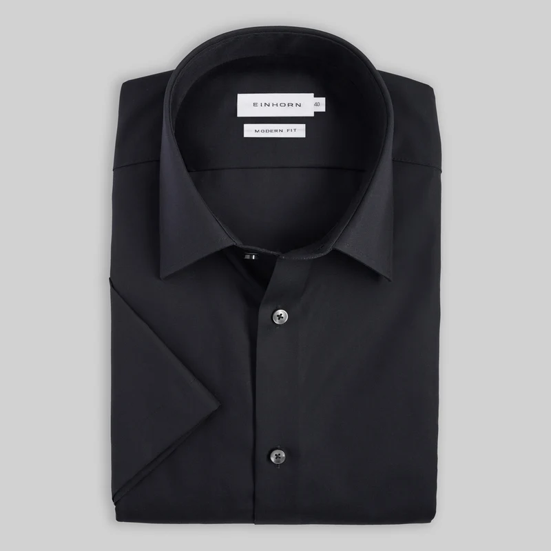 Kurzarmhemd Modern Fit Non Iron Schwarz