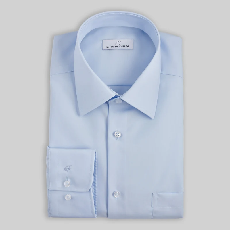 Hemd Regular Fit Non Iron Blau mit Brusttasche