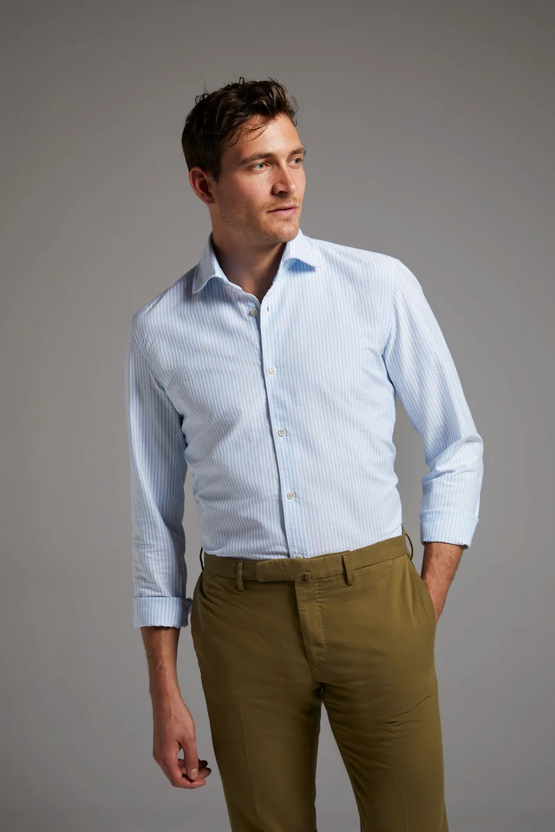 Oxfordhemd Modern Fit Hellblau mit Streifen