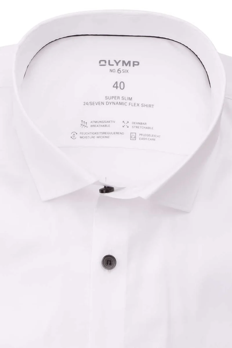 OLYMP No. Six super Slim Hemd Langarm Haifischkragen weiß