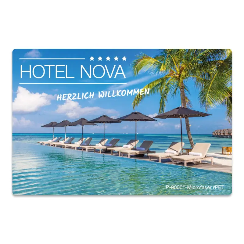 POLYCLEAN rPET Mikrofaser Displaytuch 30x20 cm mit individuellem Digitaldruck