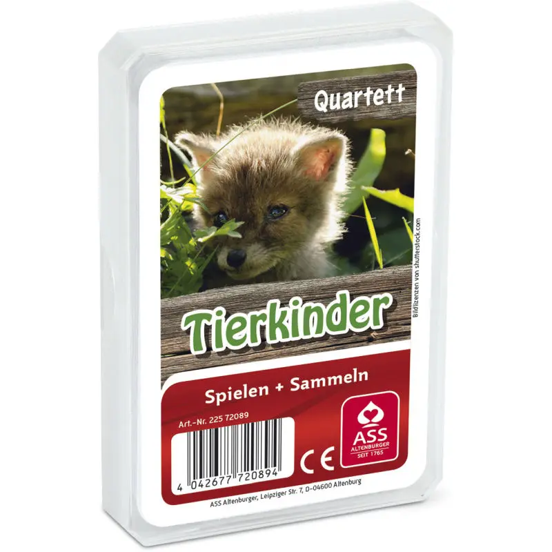 Tierkinder-Quartett: 33 Karten im Kunststoffetui - Süße Tierbabys spielerisch lernen