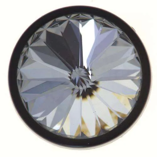 Ösenknopf Crystal Schwarz eingefasst – Kristallglasknopf STS-1770