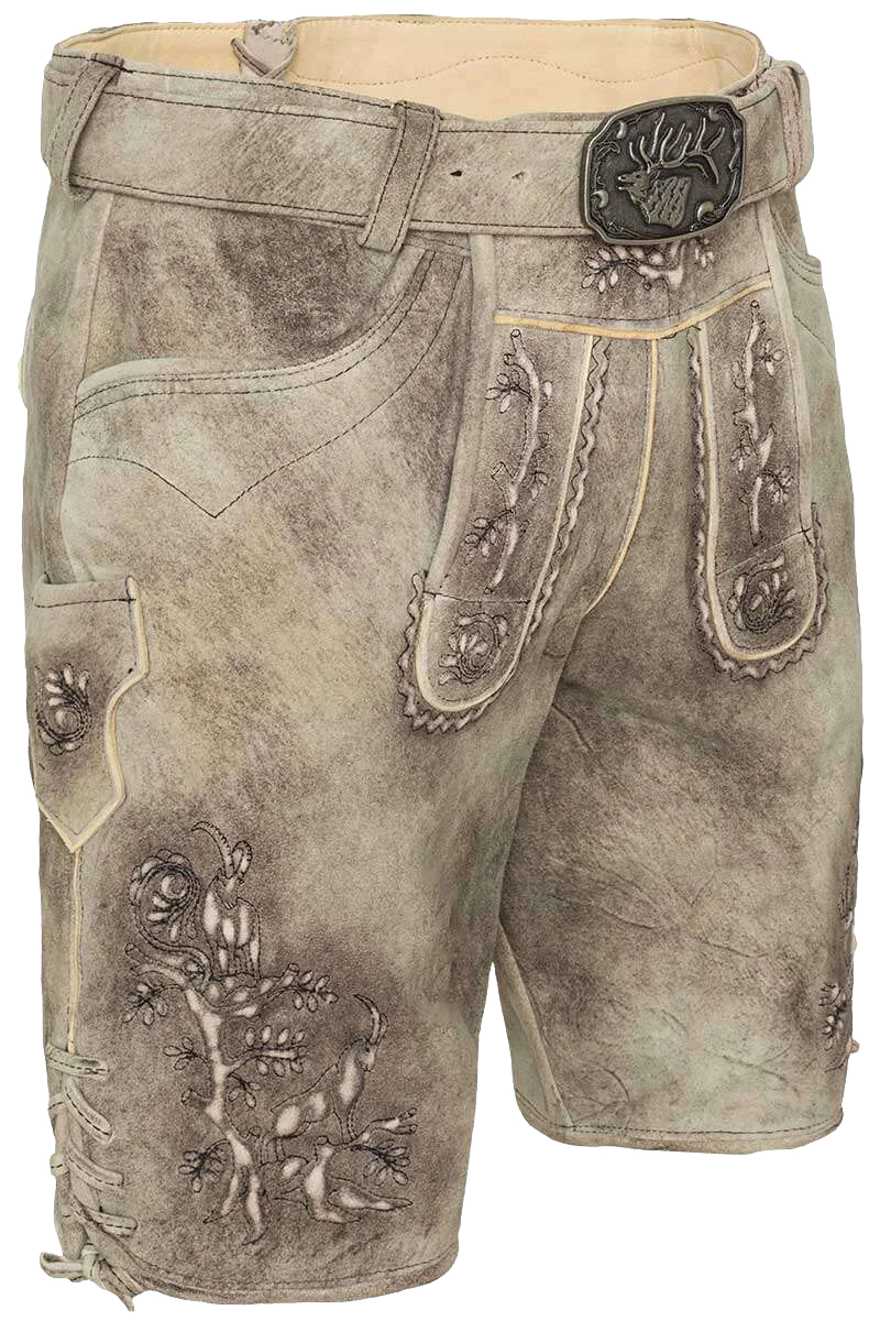 Kurze Herren Lederhose mit Stickerei