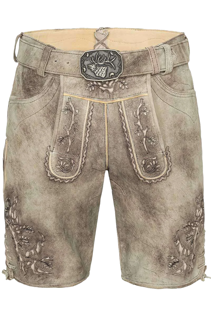Kurze Herren Lederhose mit Stickerei