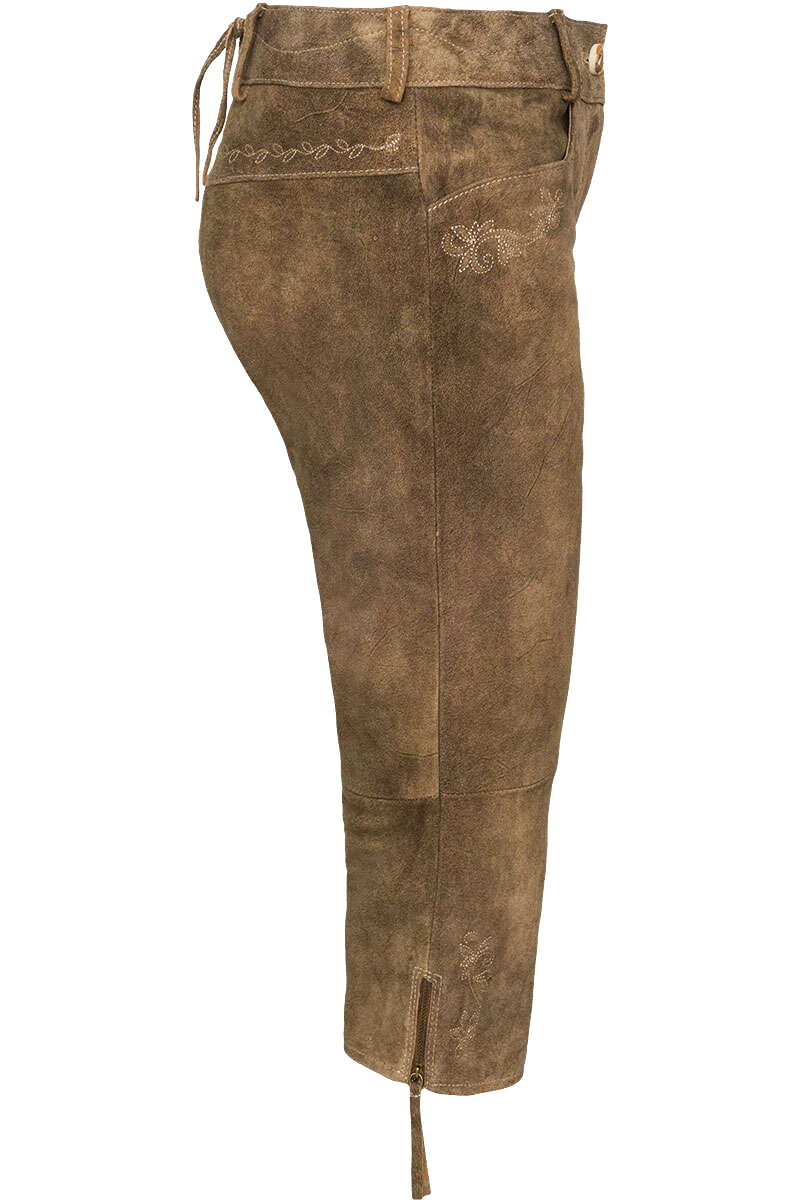 Damen Trachten Leder-Kniebundhose in 3/4-Länge