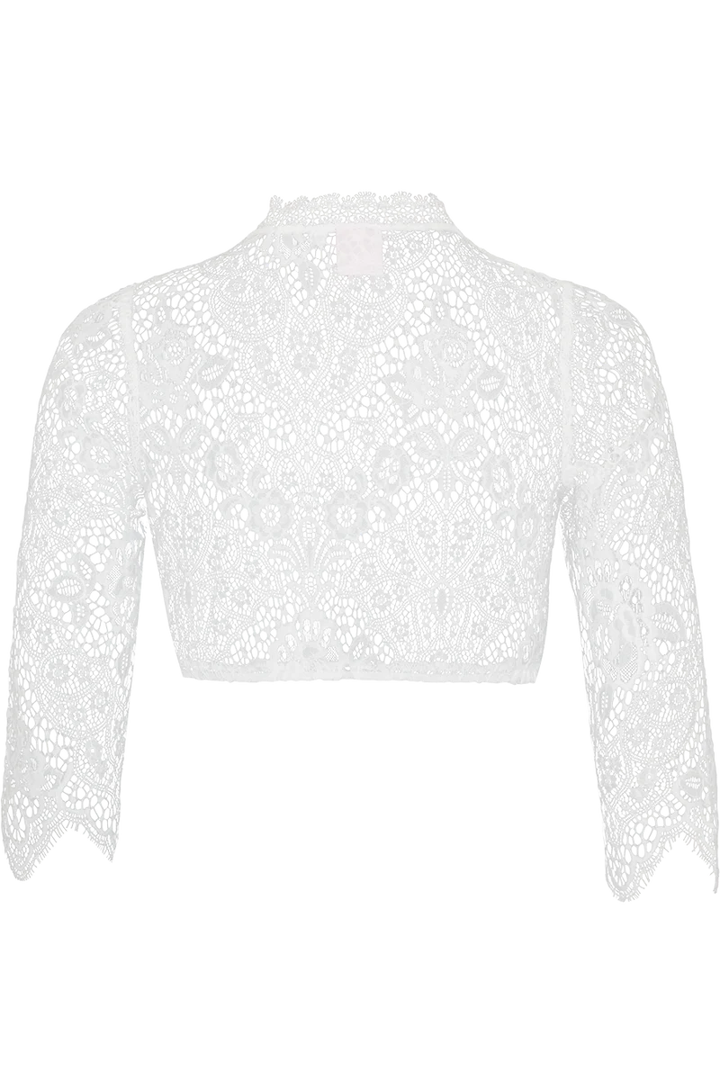 Dirndlbluse Lochausschnitt mit 3/4-Arm und transparenter Spitze