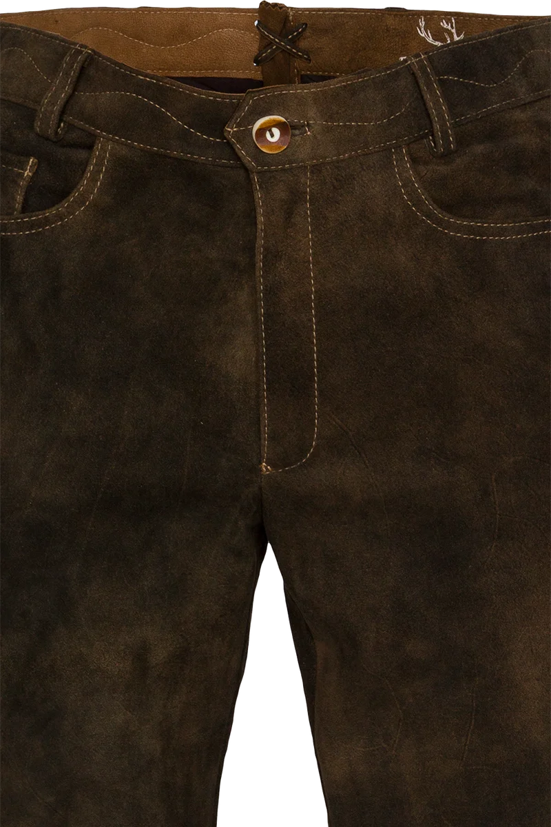 Herren Trachten-Lederhose lang aus Wildbockleder