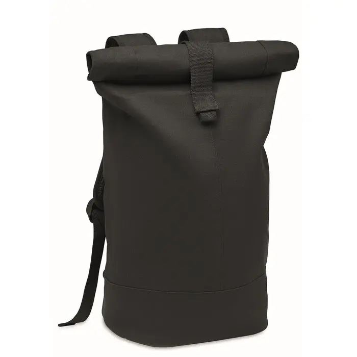 Rolltop-Rucksack Canvas ZURICH ROLL - schwarz - stilvoller und vielseitiger Begleiter für Alltag und Reisen