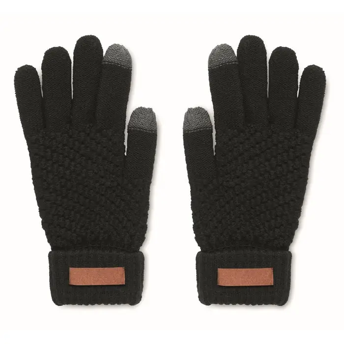 Touchscreen-Handschuhe RPET TAKAI: Schwarz, Umweltfreundlich, Bequem für kalte Tage